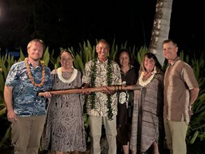 David Okita and several TNC staff stand together at the presentation of the Kāko‘o ‘Āina Award.