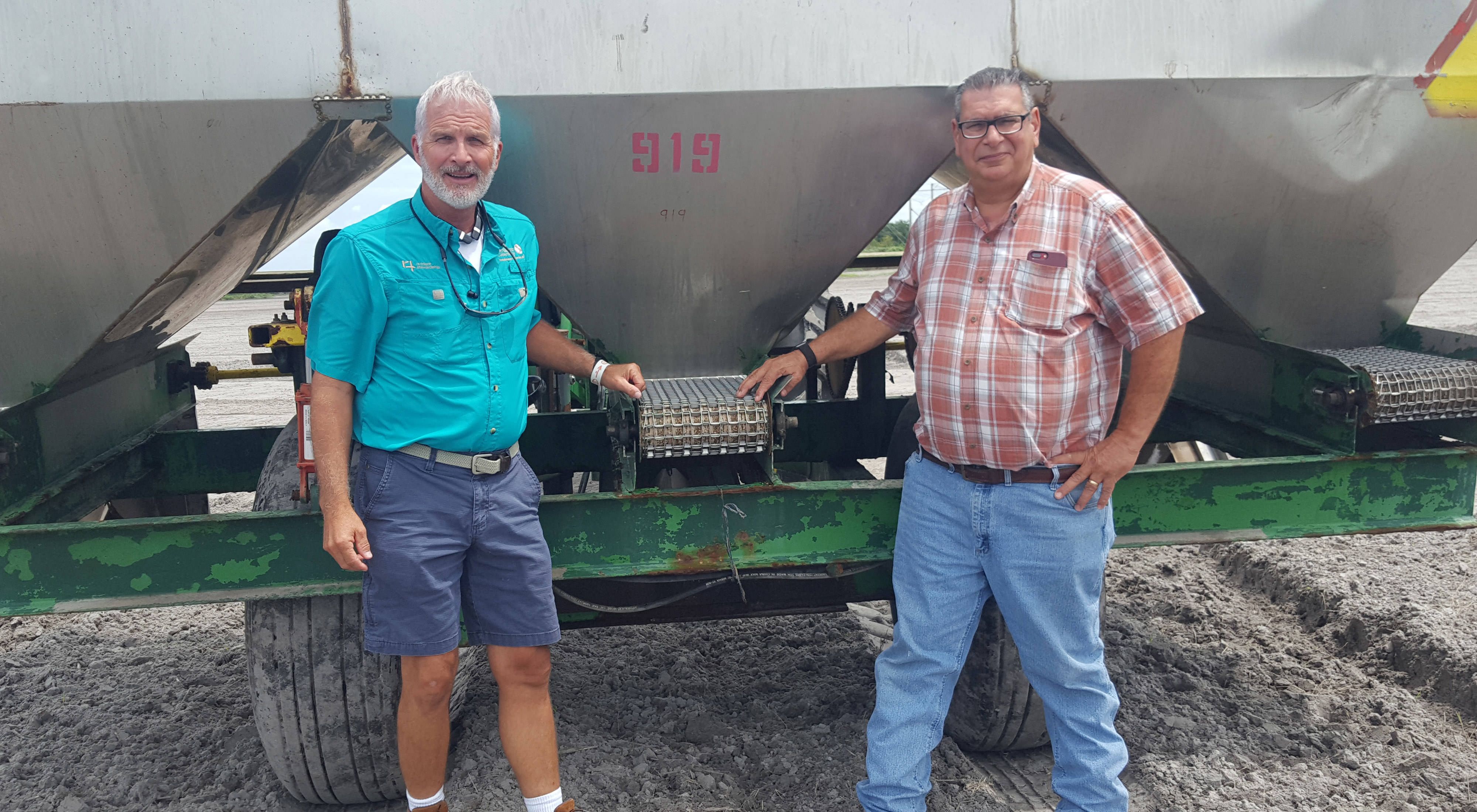 TNC's David Royal (left) and Florida farmer Robert Sam had many conversations about how conservation ag practices can save money, produce a good crop and help the environment.
