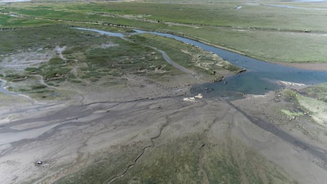 aerial image of a floodplain.