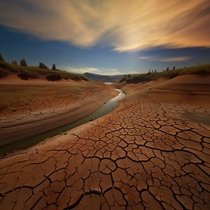 A cracked and dry river.