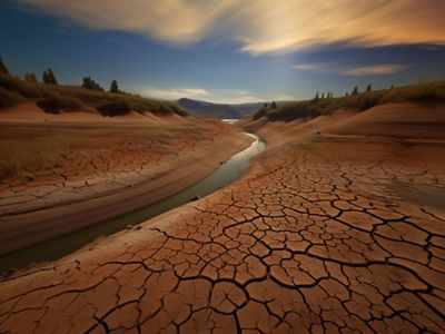 A cracked and dry river.