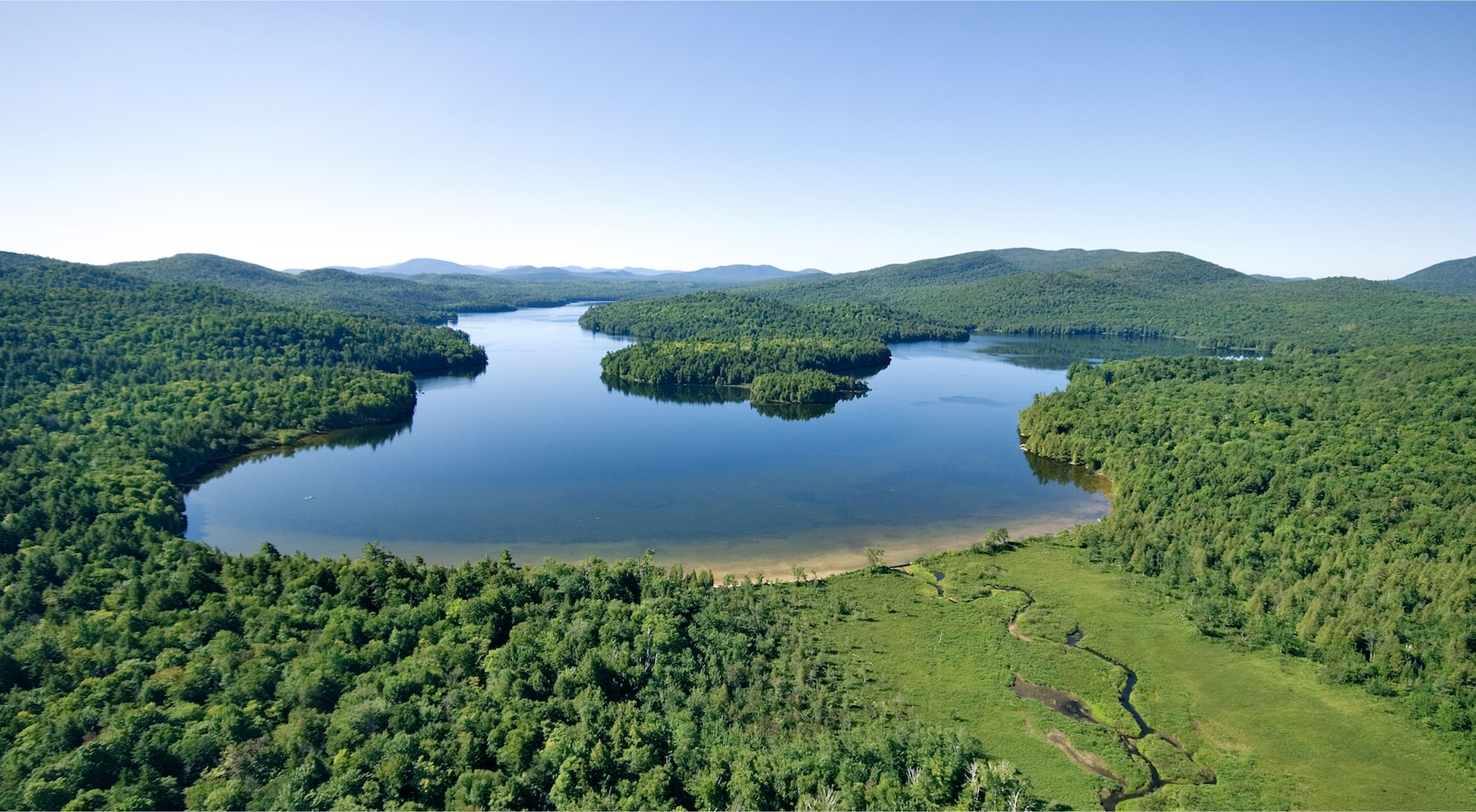 An aerial view of Follensby Pond.