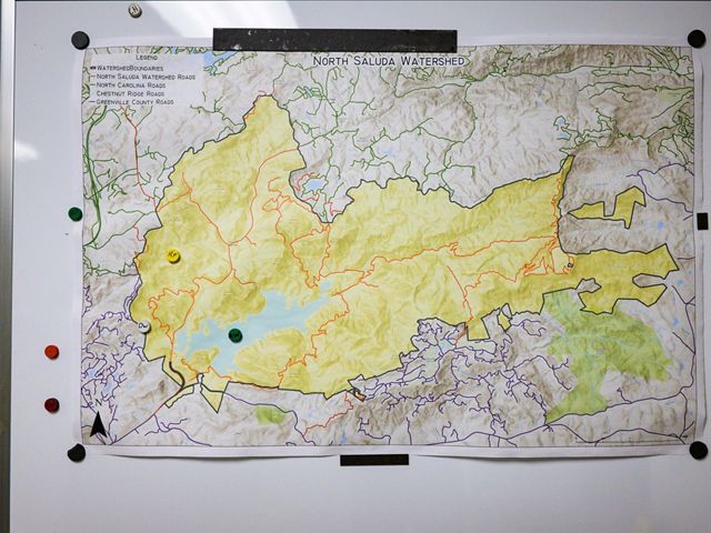 A map of the North Saluda Reservoir shows where burn crews will work.