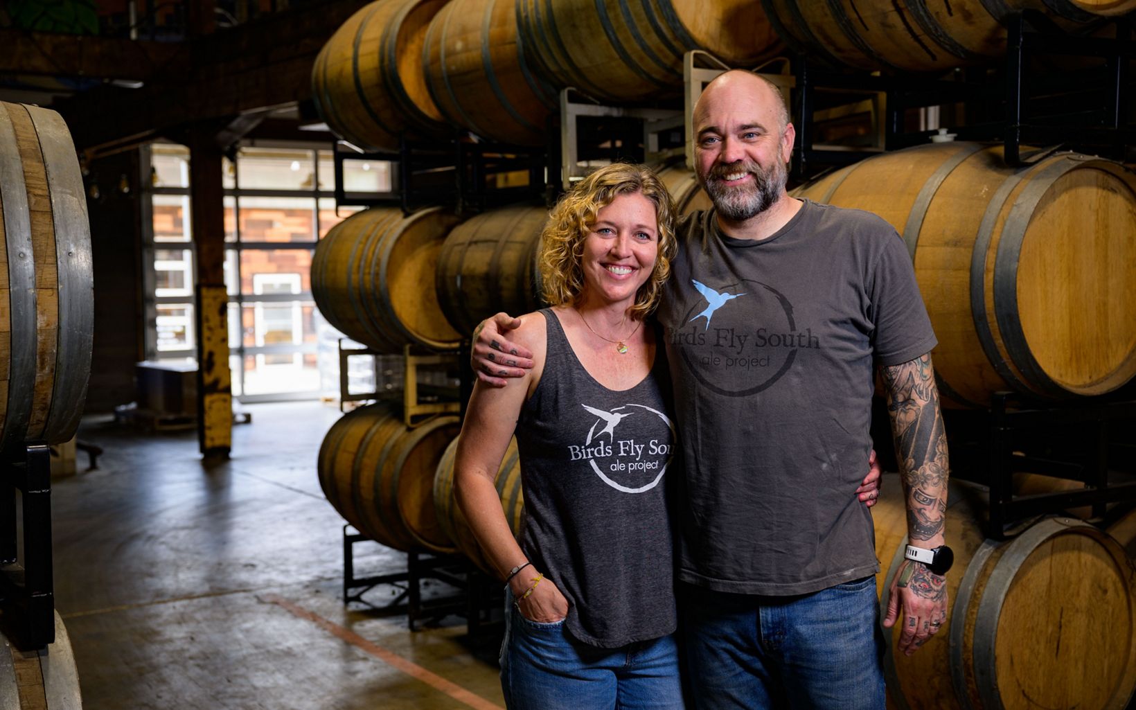 Lindsay and Sean Johnson, owners of Birds Fly South Brewery, are advocates for the healthy watersheds that support their brewing operations. © Andrew Kornylak