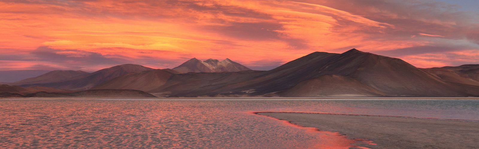 Sunset at Piedras Rojas in the Atacama Desert in Chile.
