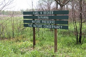 Signage that reads "Carl N. Becker Savanna".
