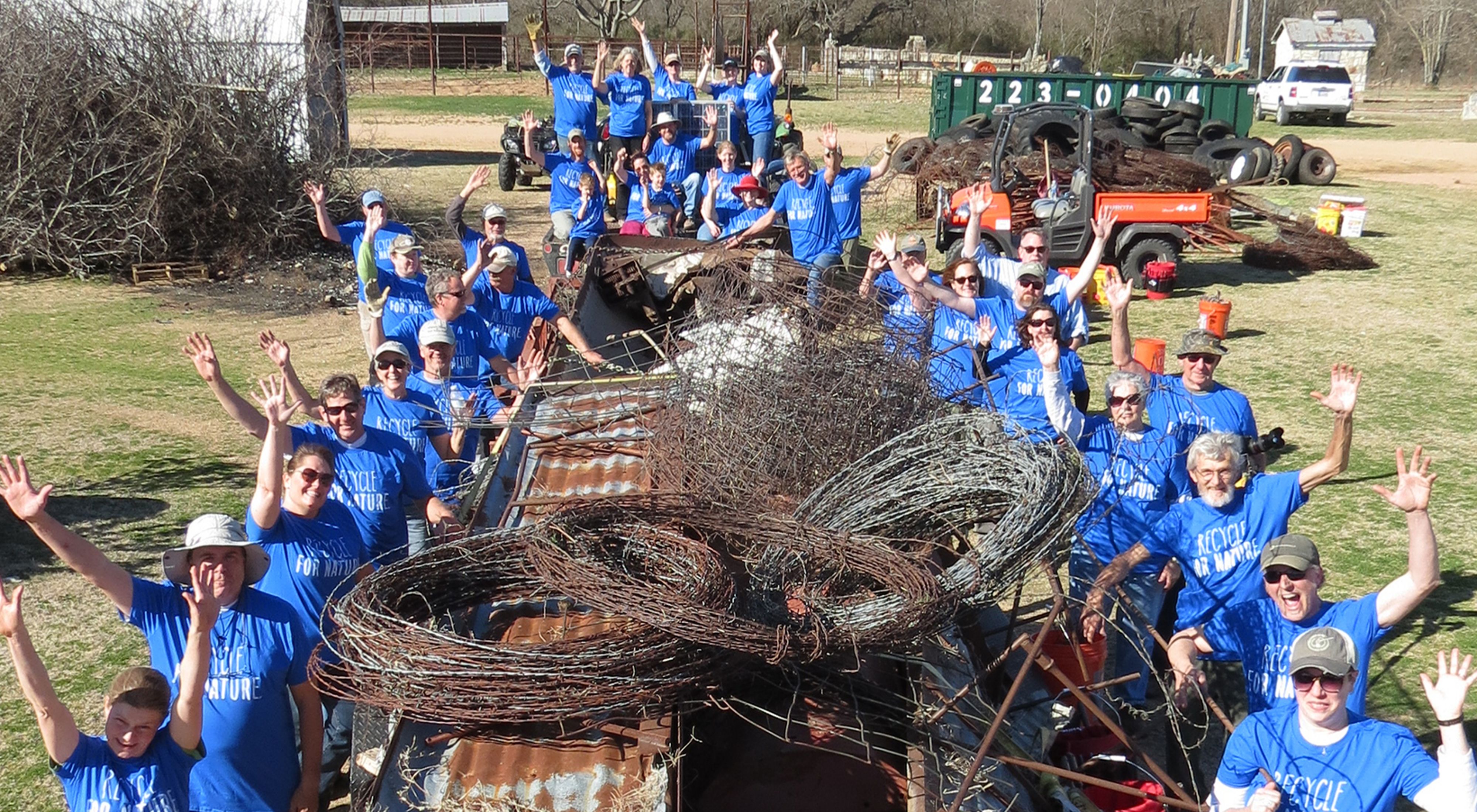 Volunteers at a Blue River cleanup.