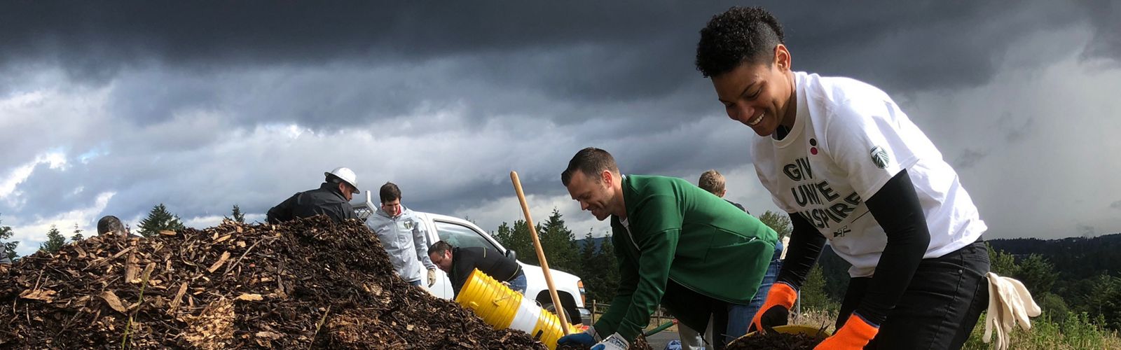 Volunteers helping to restore Powell Butte Natural Area in Portland, Oregon.