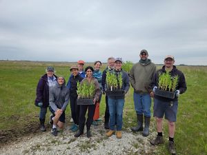 Group of volunteers on the Kankakee Sands prairie.