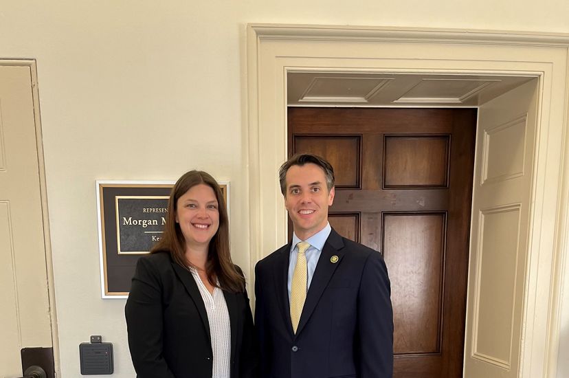 TNC in Kentucky's director of external affairs, Heather Jeffs, meets with Congressman McGarvey in the halls of Congress near his DC office.