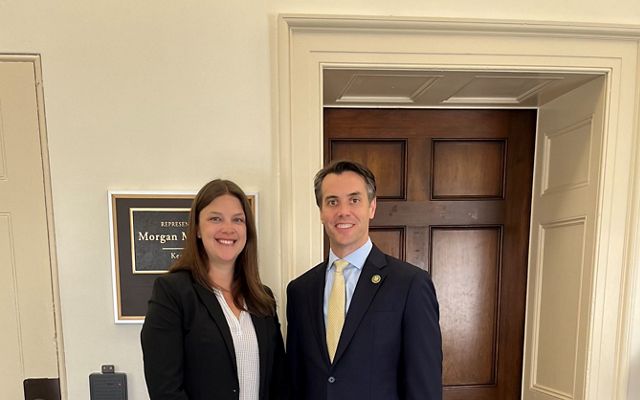 TNC in Kentucky's director of external affairs, Heather Jeffs, meets with Congressman McGarvey in the halls of Congress near his DC office.