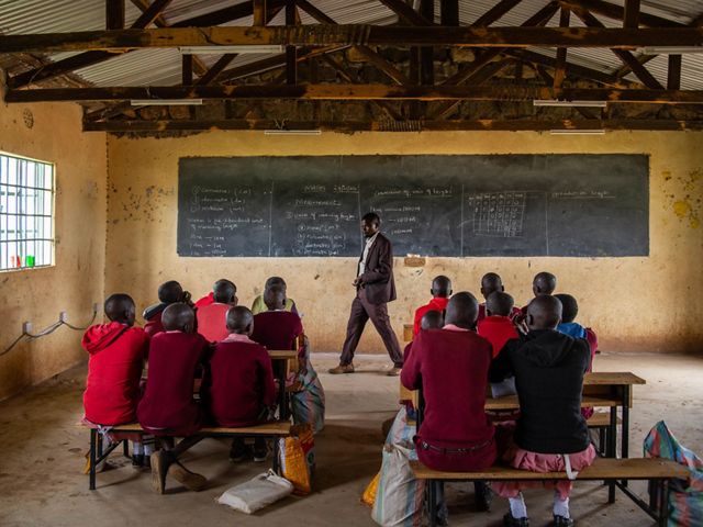 Johnsoit Soit, 35, is the head teacher at Rekero Primary School in Kenya's Pardamat Conservation Area.