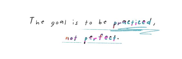 Quote by Marie Angeles that says The goal is to be practiced, not perfect.