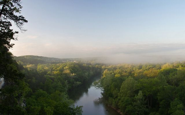 At the Vilander Bluff Natural Area overlooking the Missouri Meramec River which provides clean drinking water to over 70,000 households.