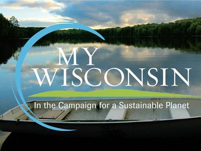 TNC's My Wisconsin campaign logo superimposed over the image of a lake. 