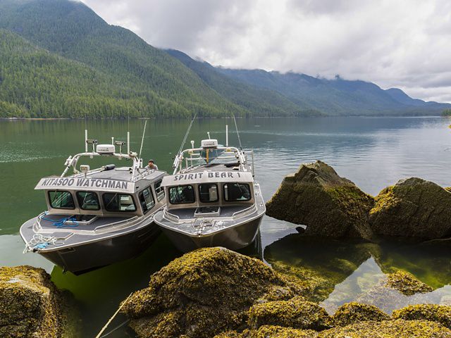Boats operated by the Kitasoo/Xai’xais Coastal Guardian Watchmen and Spirit Bear Lodge, Canada