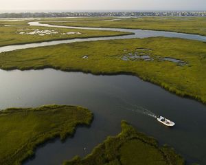 Aerial view of a salt marsh in New Jersey.