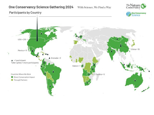 An illustrated map graphic displaying the participant countries represented at the OCS Gathering.