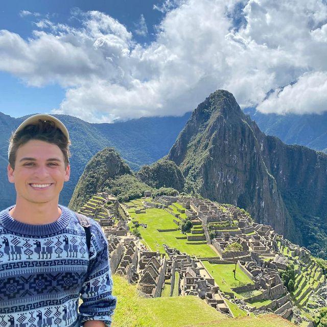 Chad Duplain stands in front of Machu Picchu in Peru.