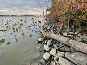Rocky shoreline of Portage River.