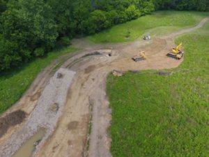 Machinery at the Strait Creek restoration project site.