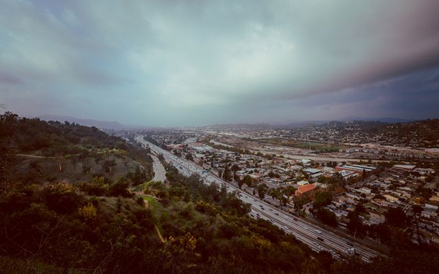 A view of a Los Angeles freeway overpass.
