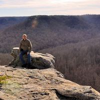 TNC staffer Paul Kingsbury at one of the dramatic overlooks at the Tally Wilderness.