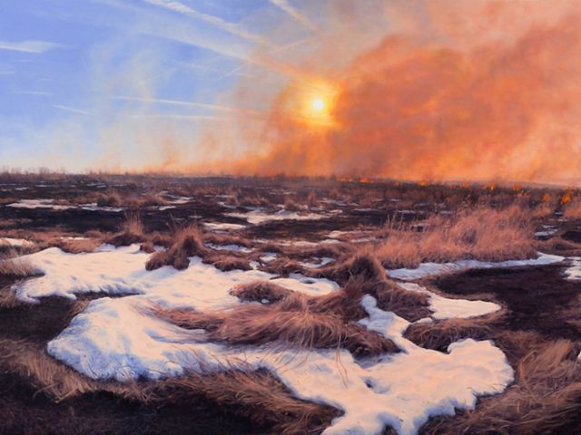 A painting of a prescribed burn.