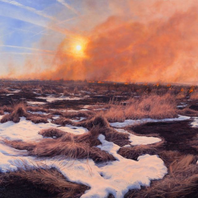 A painting of a prescribed burn.