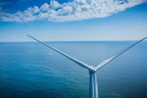 close up of top of offshore wind turbine.