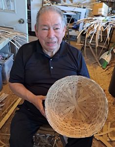 Richard Silliboy, vice chair of Mi'kmaq Nation, weaves a basket in his studio. 