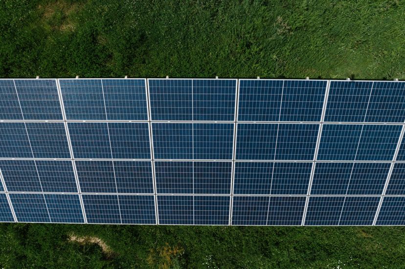Aerial view of solar panels recently installed in North Macedonia.