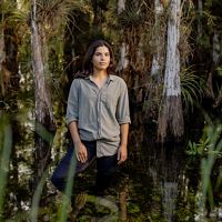Gabriela Tejada in Everglades National Park, Florida, August 2023. Gabriela researched fire as an aid in Everglades water restoration.