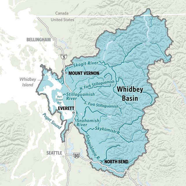 Map of Whidbey Basin in Washington state.