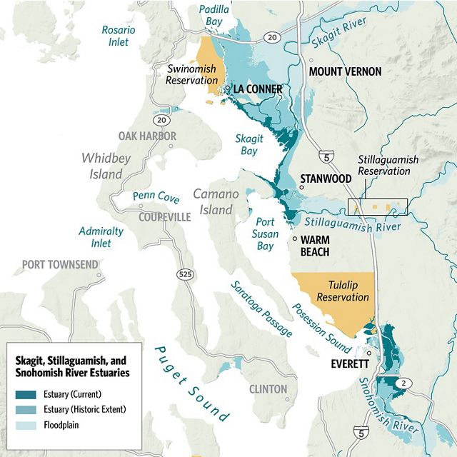 Map of the estuaries of Whidbey Basin.