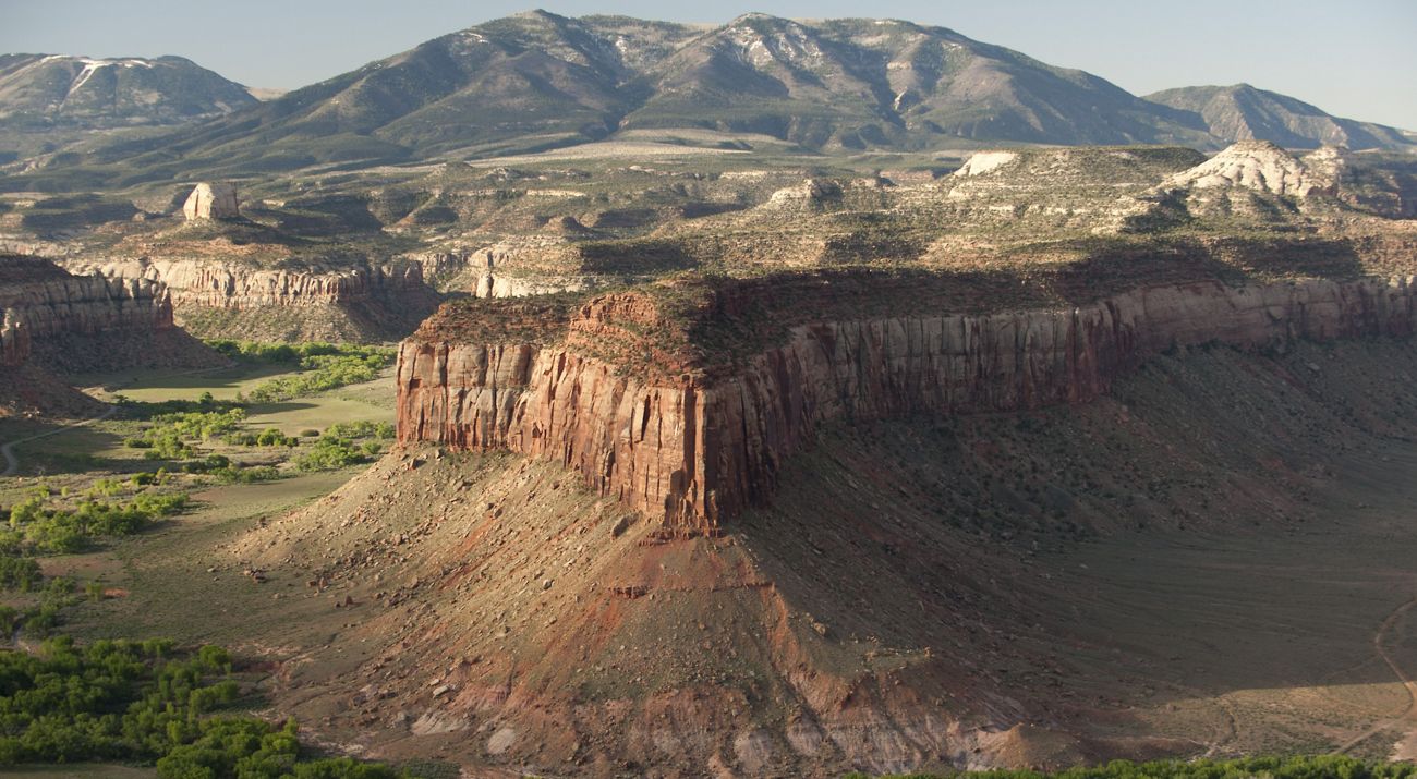 Aerial view of Colorado Plateau and canyonlands.