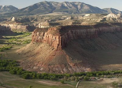 Aerial view of Colorado Plateau and canyonlands.