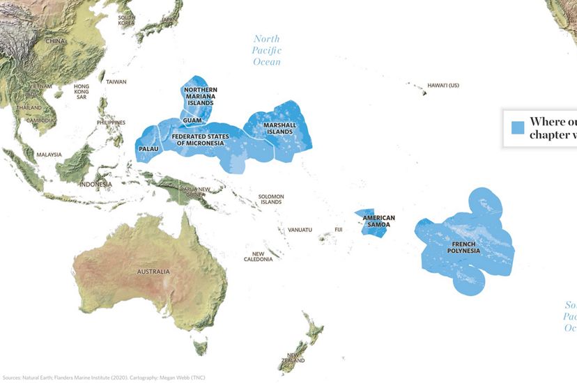 Map of Micronesia and Polynesia.