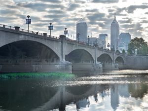 The White River as it flows through downtown Indianapolis