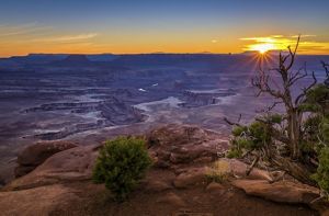 Aerial view of green river in canyonlands.