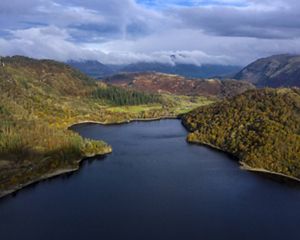 aerial view of a lake in England