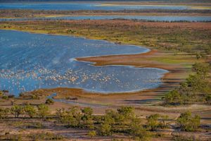 Low lying lands are interspersed with wetlands.