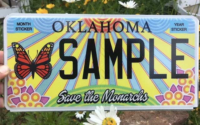Speciality monarch-themed license plate.