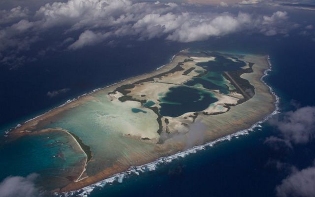 An aerial view of Palmyra Atoll.