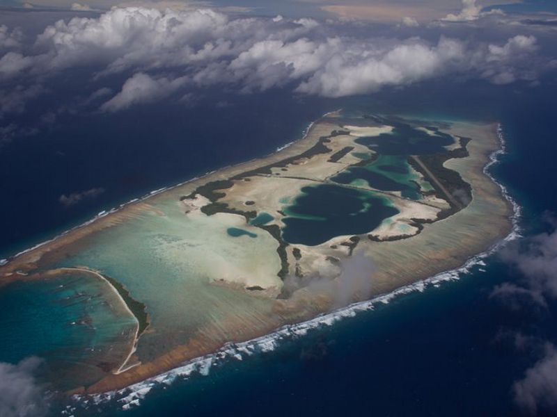 An aerial view of Palmyra Atoll.