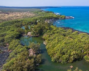 Aerial view of Kiholo Fishpond on Hawai'i Island.
