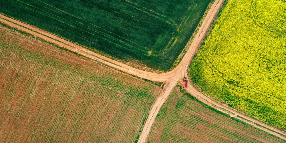 tractor in a field.