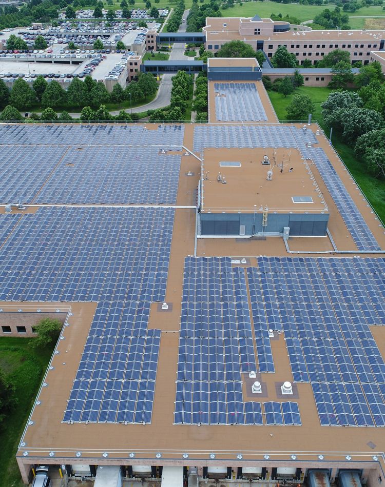 Installation of rooftop solar panels.
