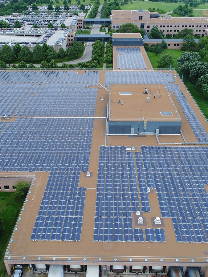 Installation of rooftop solar panels.