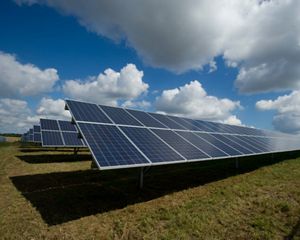A large array of solar panels.